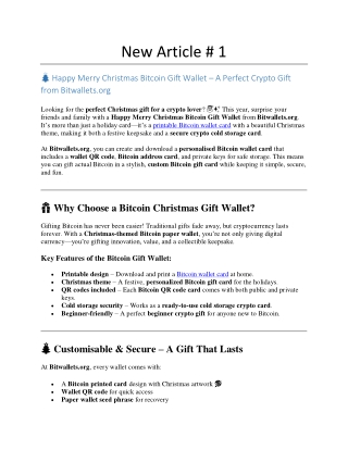 Themed Bitcoin Wallet Gift Card - Christmas Birthday New Year All occasion