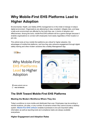 Why Mobile-First EHS Platforms Lead to Higher Adoption