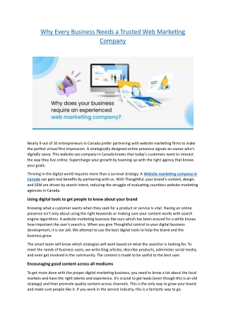 Why Every Business Needs a Trusted Web Marketing Company