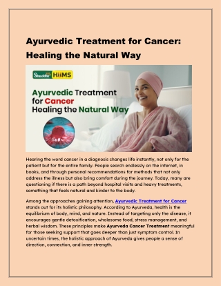 Ayurvedic Treatment for Cancer – Healing the Natural Way