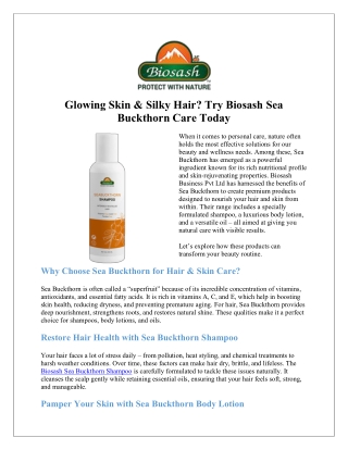 Shop Biosash Sea Buckthorn Shampoo for Healthy Nourished Hair