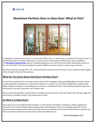 Aluminium Partition Door vs Glass Door What to Pick