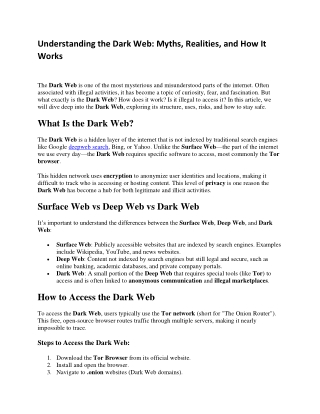 Understanding the Dark Web Myths, Realities, and How It Works