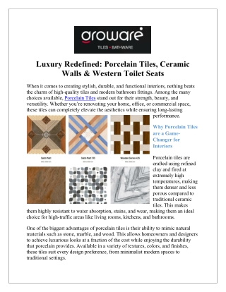 Premium Porcelain Tiles for Every Space | Buy at GrowCeramic.in