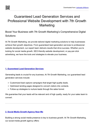 Guaranteed Lead Generation Services and Professional Website Development with 7t