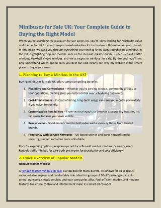 Minibuses for Sale UK Your Complete Guide to Buying the Right Model