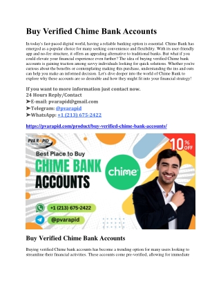 How and Where to Buy Verified Chime Accounts – Trusted Platforms & Instant Acce