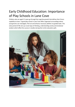 Early Childhood Education_ Importance of Play Schools in Lane Cove