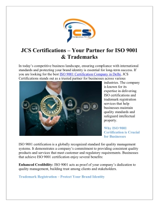 Trusted Trademark Registration Company in India | jcscertifications.com