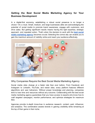 Getting the Best Social Media Marketing Agency for Your Business Development (1)