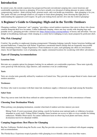 A Novice's Guide to Glamping: High-end in the Outdoors