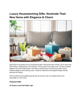Luxury Housewarming Gifts: Illuminate Their New Home with Elegance & Charm