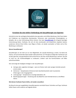 Erreichen Sie eine tiefere Verbindung mit Sexualtherapie von Experten