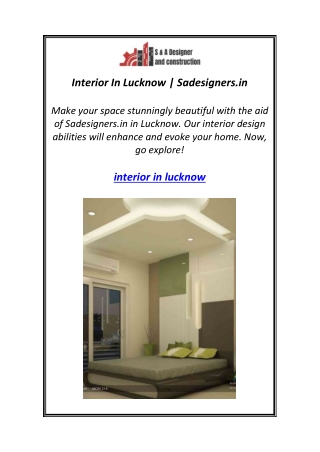 Interior In Lucknow | Sadesigners.in