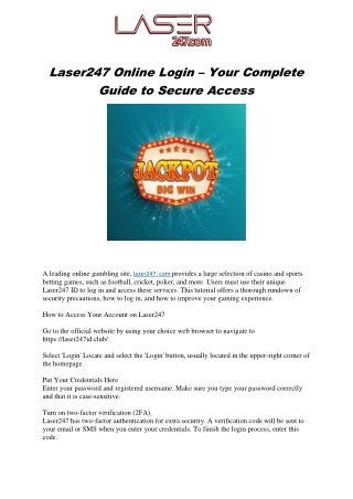 How to Access Your Laser247 Online Account Securely