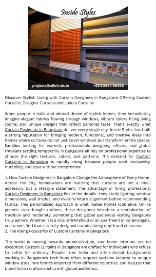 Luxury Curtains in Bangalore