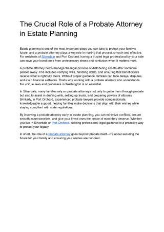 The Crucial Role of a Probate Attorney in Estate Planning