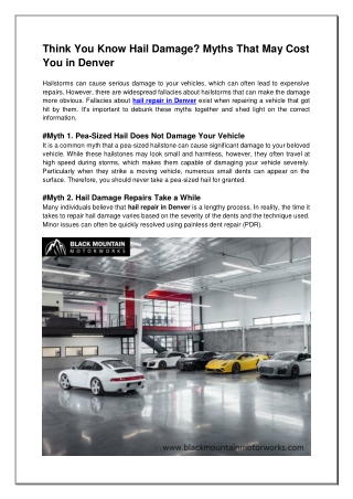 Think You Know Hail Damage? Myths That May Cost You in Denver