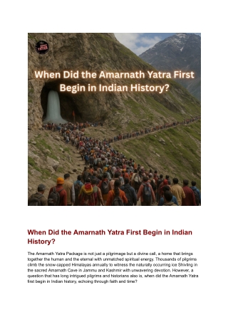 When Did the Amarnath Yatra First Begin in Indian History?