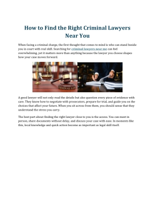 How to Find the Right Criminal Lawyers Near You