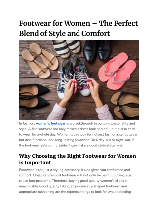 Footwear for Women – The Perfect Blend of Style and Comfort