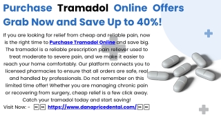 Purchase Tramadol Online Offers Grab Now and Save Up to 40%!