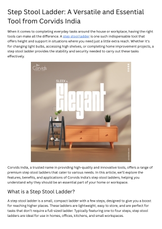 Buy Step Stool Ladder Online | Durable & Space-Saving | Corvids India