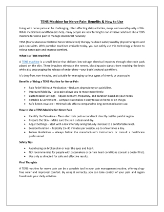 TENS Machine for Nerve Pain: Benefits & How to Use