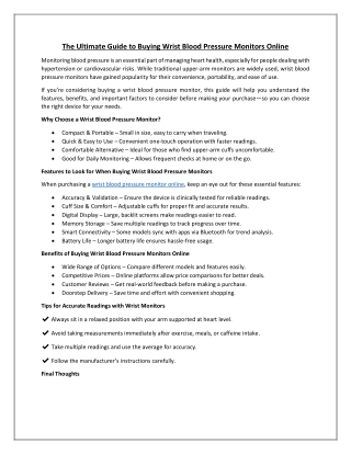 The Ultimate Guide to Buying Wrist Blood Pressure Monitors Online