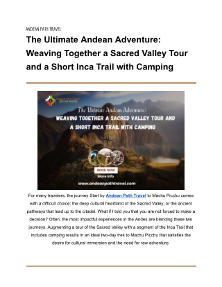 The Ultimate Andean Adventure: Weaving Together a Sacred Valley Tour and a Short