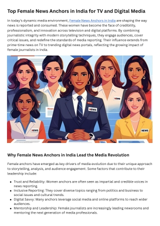 Top Female News Anchors in India for TV and Digital Media