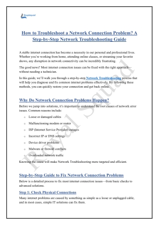 How to Troubleshoot a Network Connection Problem? A Step-by-Step Network Trouble