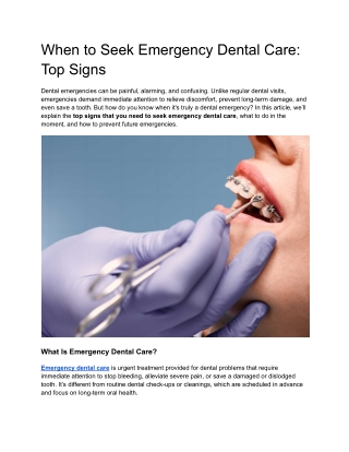 When to Seek Emergency Dental Care_ Top Signs