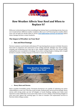 How Weather Affects Your Roof and When to Replace It?