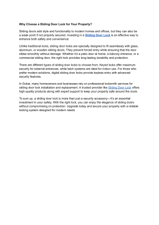 Premium Sliding Door Lock for Maximum Security