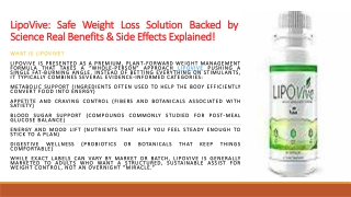 LipoVive: Safe Weight Loss Solution Backed by Science Real Benefits & Side Effec