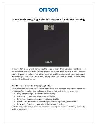 Smart Body Weighing Scales in Singapore for Fitness Tracking