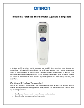 Infrared & Forehead Thermometer Suppliers in Singapore
