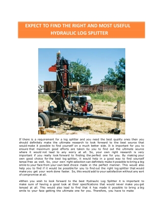 Expect to find the right and most useful Hydraulic Log Splitter