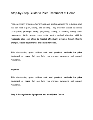 Piles Treatment at Home – Natural Remedies & Step-by-Step Relief Guide