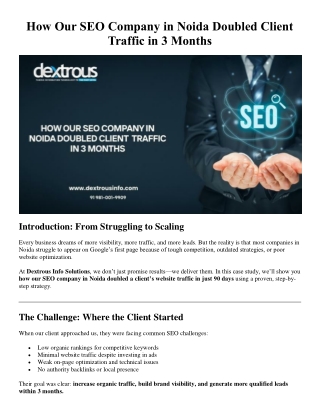 How Our SEO Company in Noida Doubled Client Traffic in 3 Months