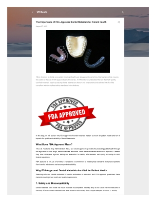 The Importance of FDA-Approved Dental Materials for Patient Health