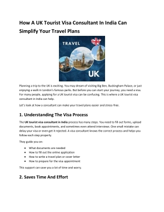 How A UK Tourist Visa Consultant In India Can Simplify Your Travel Plans
