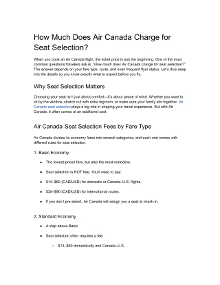 Air Canada seat selection