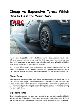 Cheap vs Expensive Tyres_ Which One Is Best for Your Car_