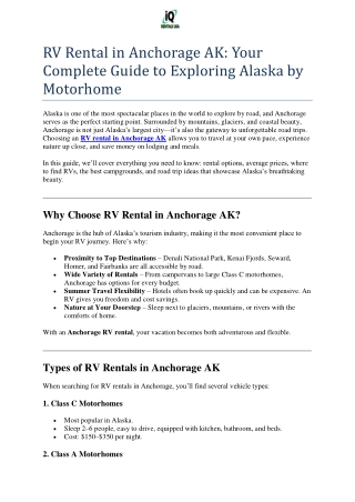 RV Rental in Anchorage AK