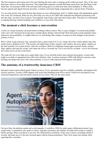 Agent Autopilot | Insurance CRM with Real-Time Lead Scoring: Turn Clicks into Cl