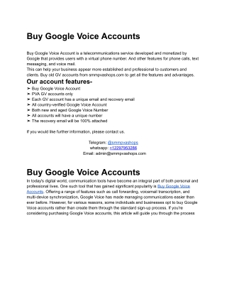 Buy Google Voice Accounts