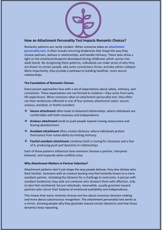 How an Attachment Personality Test Impacts Romantic Choices