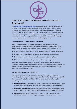 How Early Neglect Contributes to Covert Narcissist Attachment